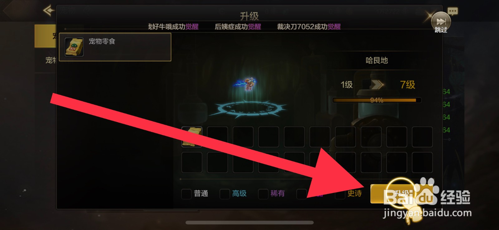 DNF手游怎么升级宠物