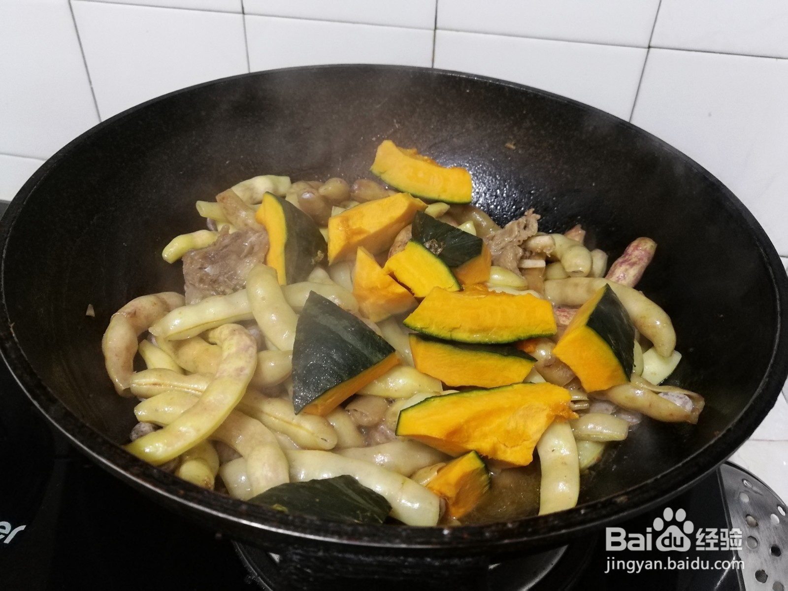 窝瓜炖豆角的做法