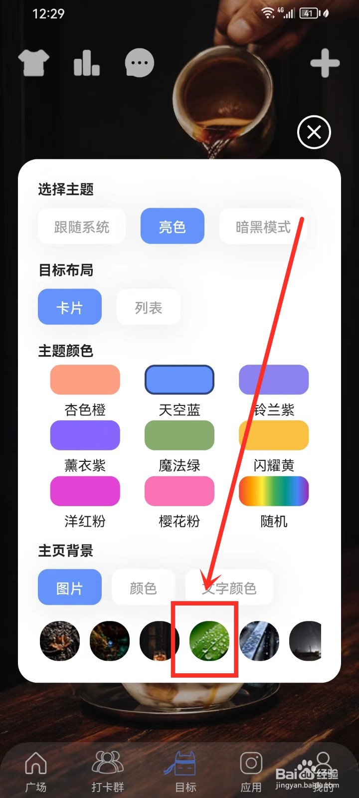 《言必行打卡》怎么设置主页背景