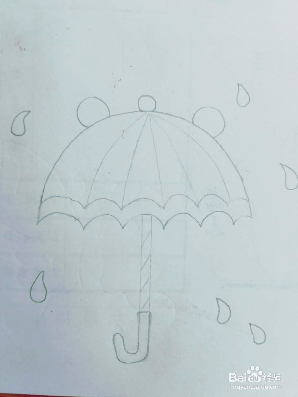 适合宝宝的简笔画七彩小雨伞的画法