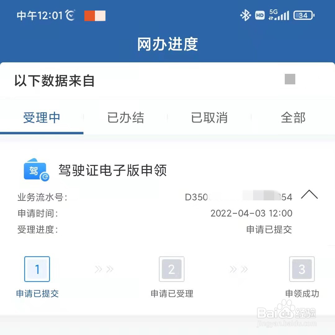 驾驶证电子版申领进度