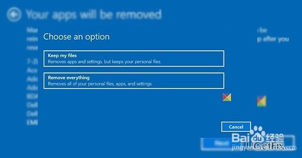 修复选择“删除所有内容”时“重置此PC”问题