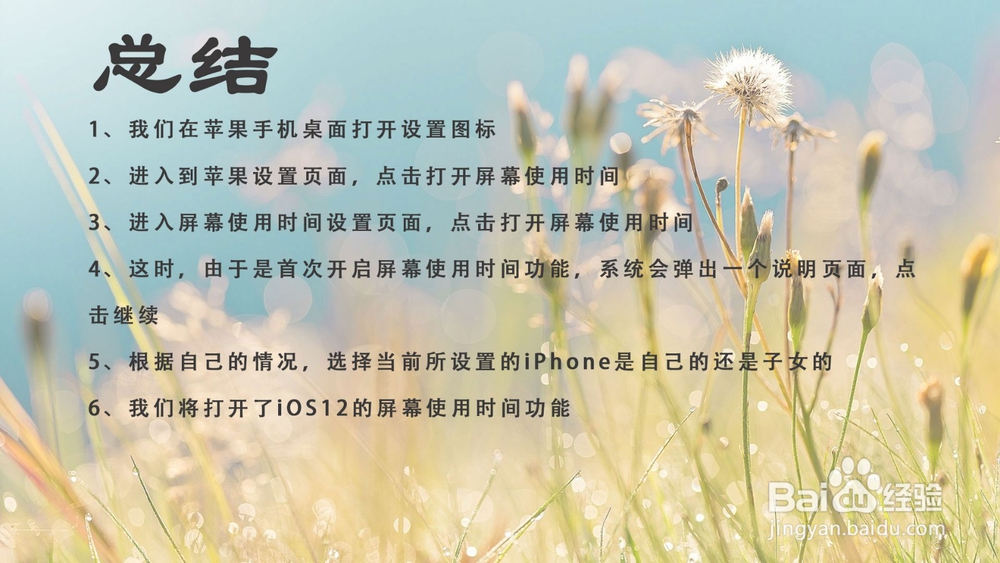 苹果iOS12怎样打开屏幕使用时间?