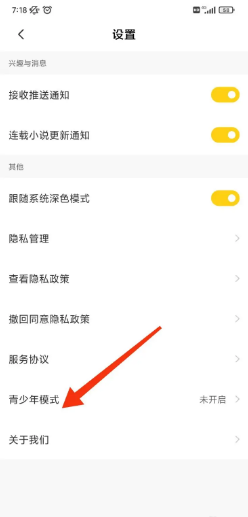 全民小说如何开启青少年模式？