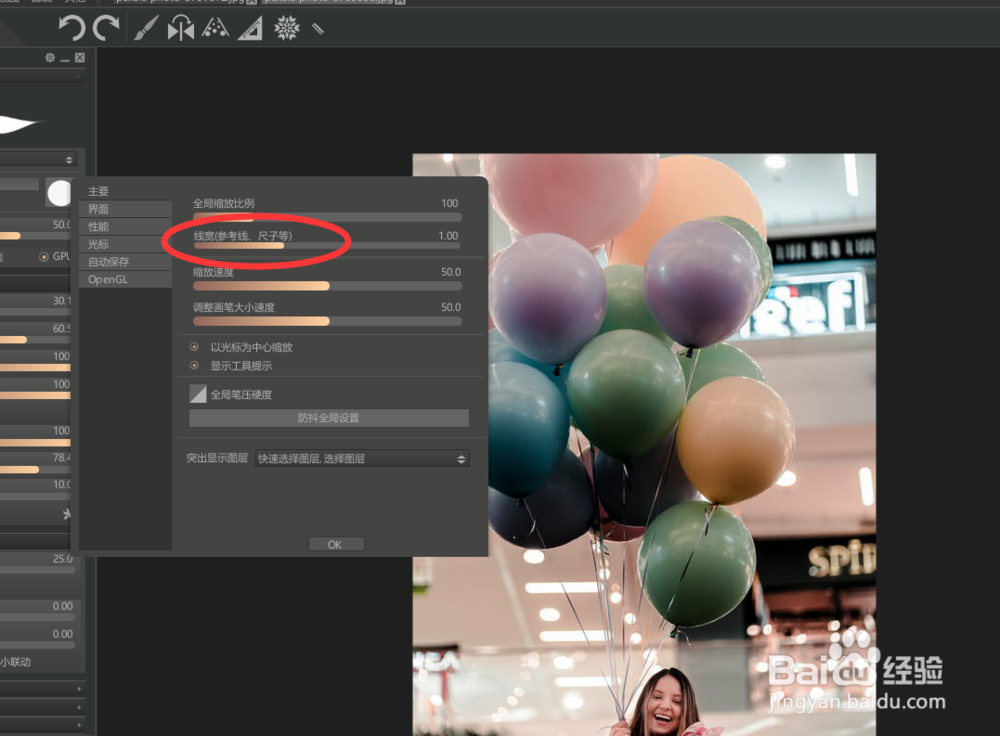 如何修改paintstorm的参考线的线宽？