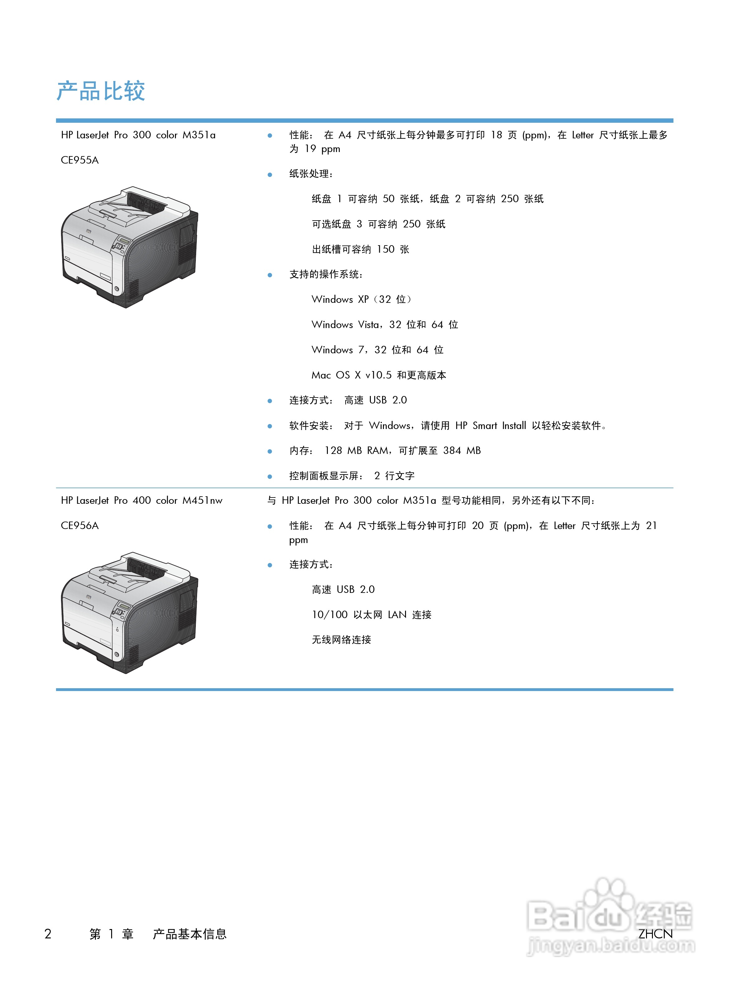 惠普 LASERJET PRO 400 COLOR一体机说明书:[2]