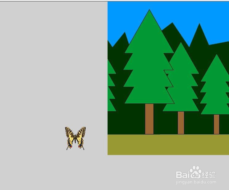 flash用森林背景制作引导线遮罩元件的动画