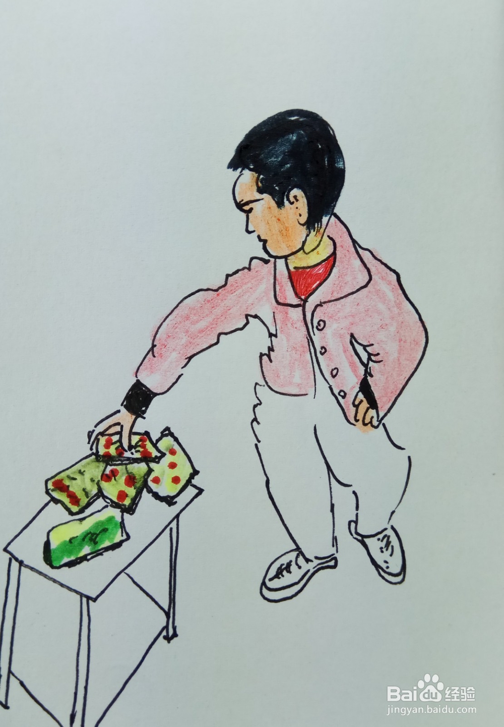 怎样画儿童简笔画拿走凳子上的好吃东西？