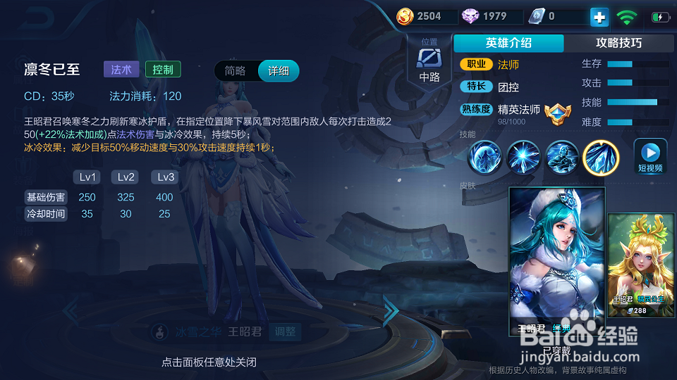 王者荣耀王昭君冰冻流出装