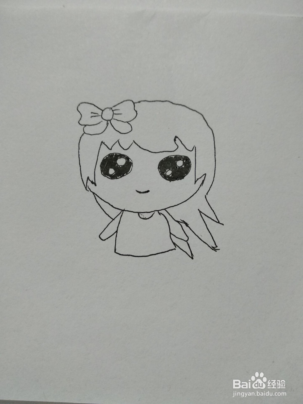 抖音中女孩简笔画步骤