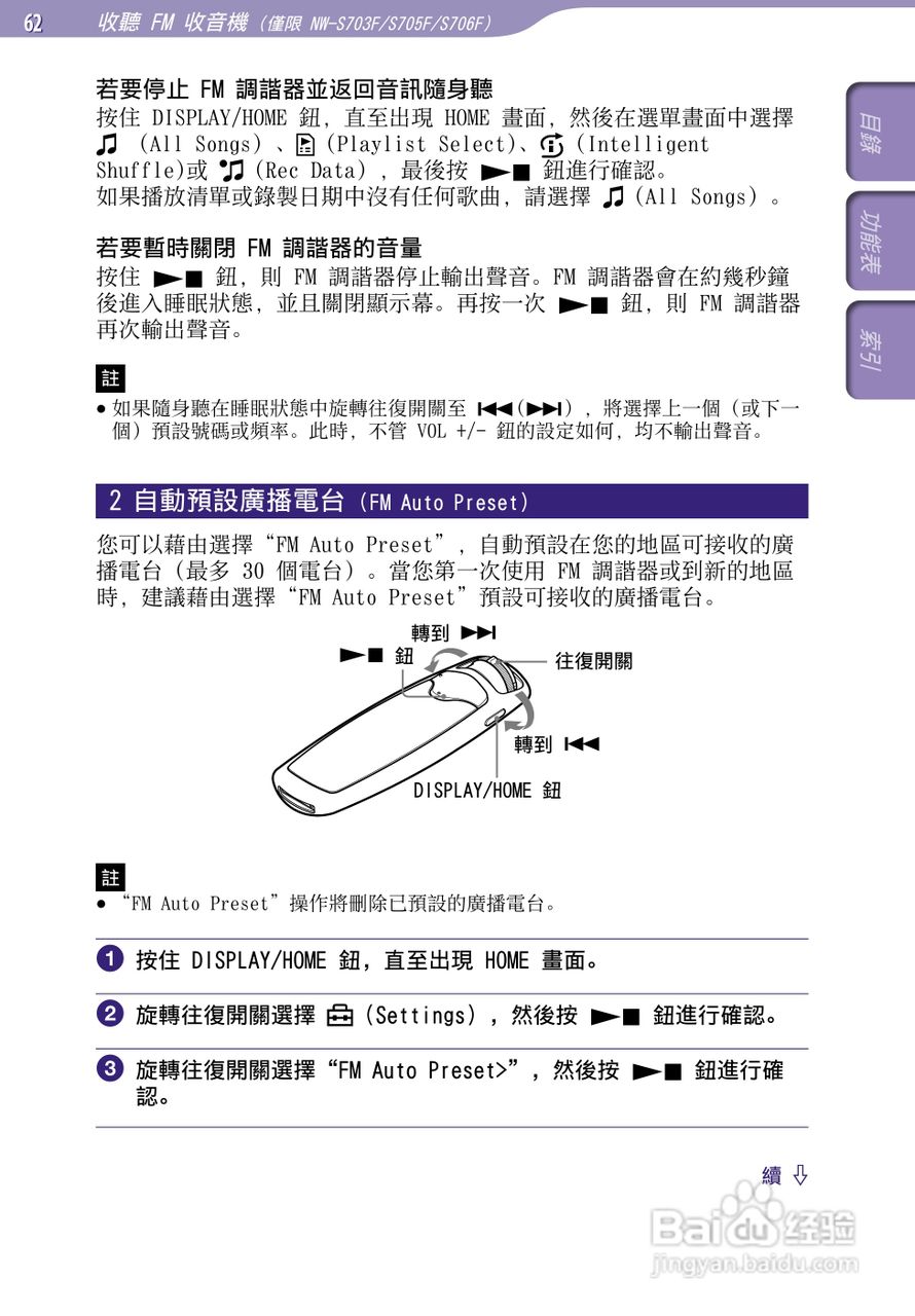 SONY索尼NW-S705F数码影音使用说明书:[7]