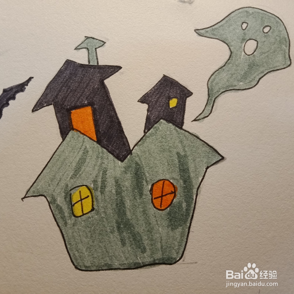 万圣节之鬼屋简笔画~