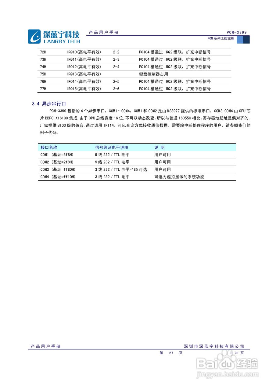 深蓝宇PCM-3399工业主板用户手册:[3]