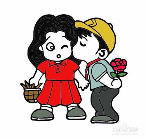 男孩亲女孩的简笔画