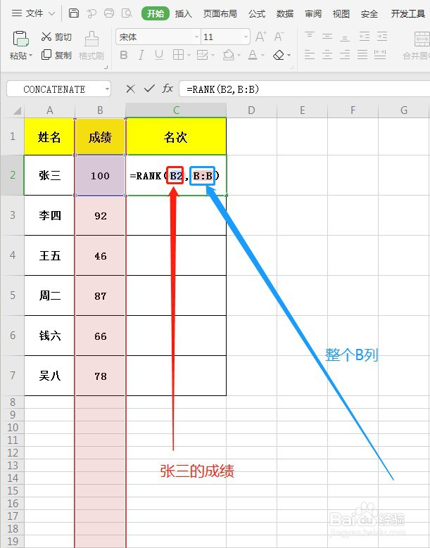 WPS怎么快速计算名次排名