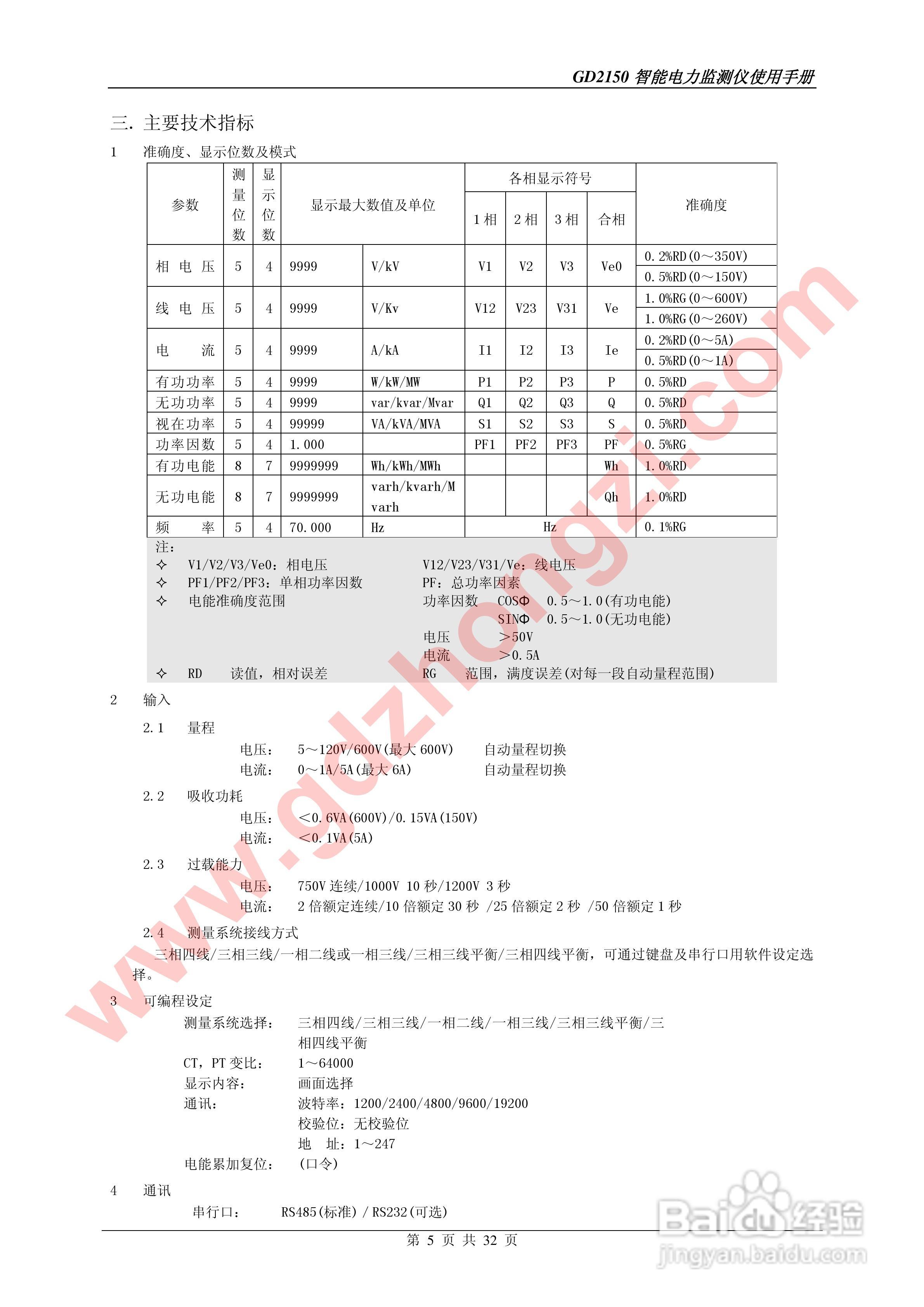 国电中自GD2150智能电力监测仪使用说明书:[1]
