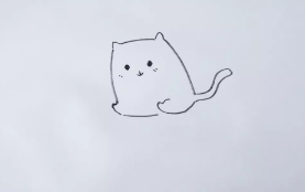 简笔画:教你怎么画在河边钓鱼的小花猫