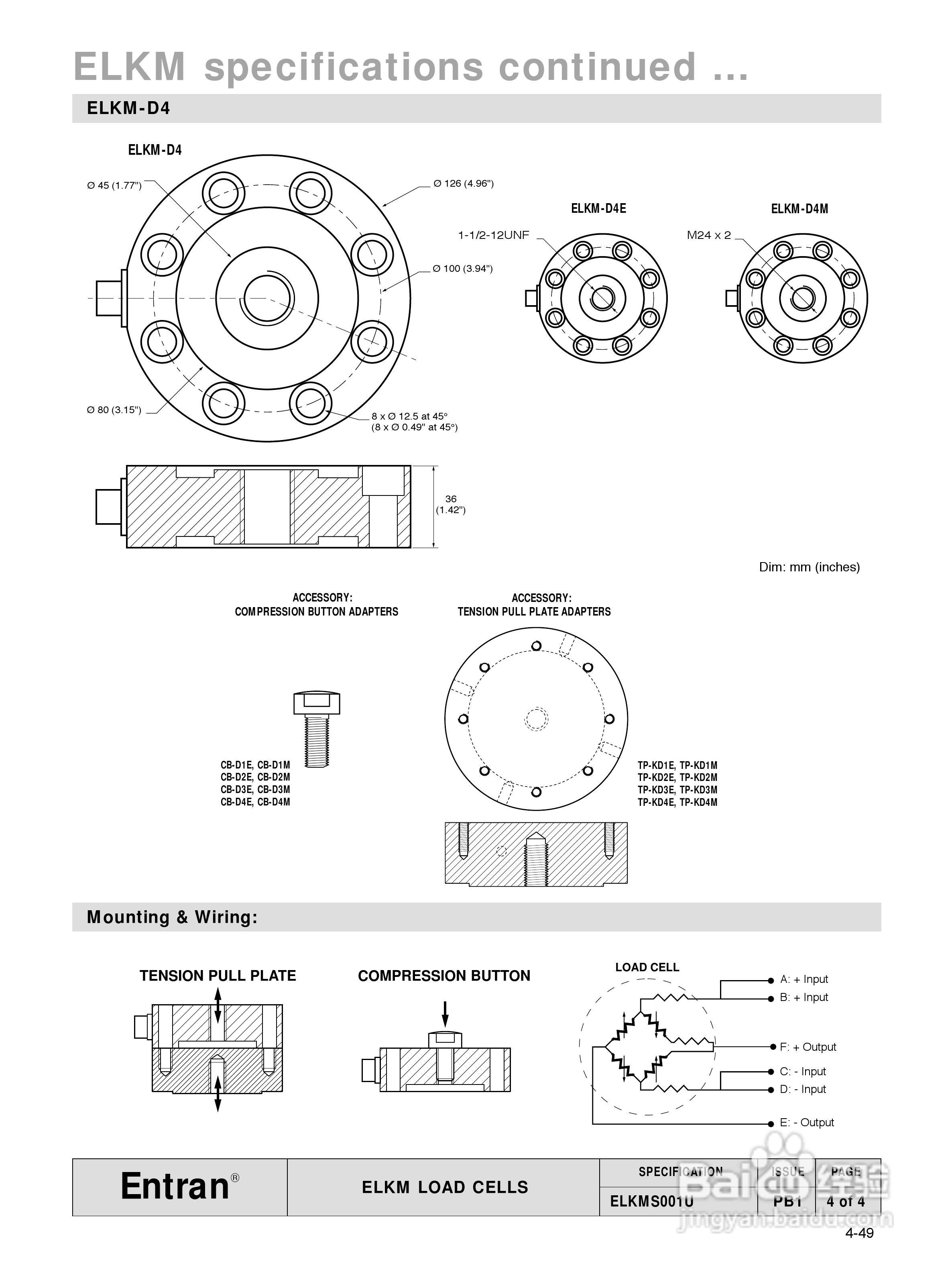 MEAS-精量电子ELKM拉力传感器说明书