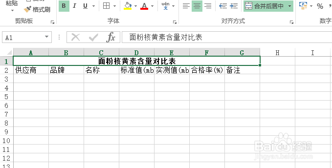 使用Excel怎样创建面粉核黄素含量对比表?