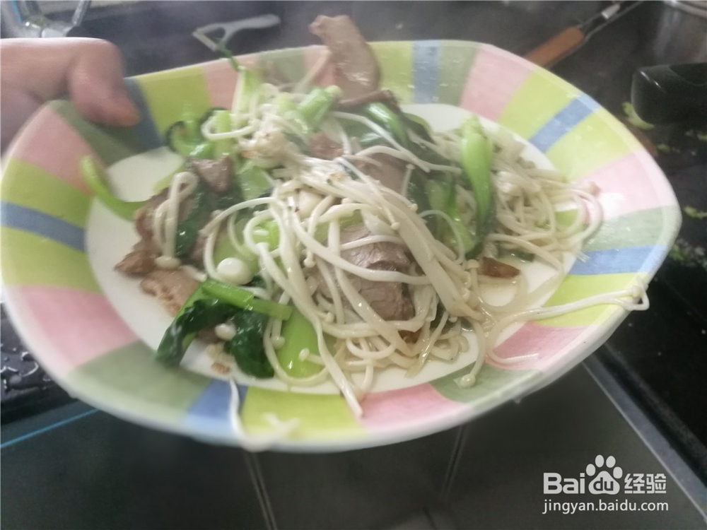 油菜叶炒金针菇