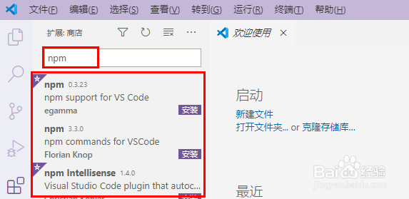 vscode怎么安装npm扩展组件