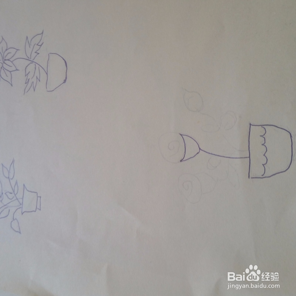 小玫瑰盆栽简笔画