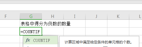 excel中怎么计算得分为负的总量是多少