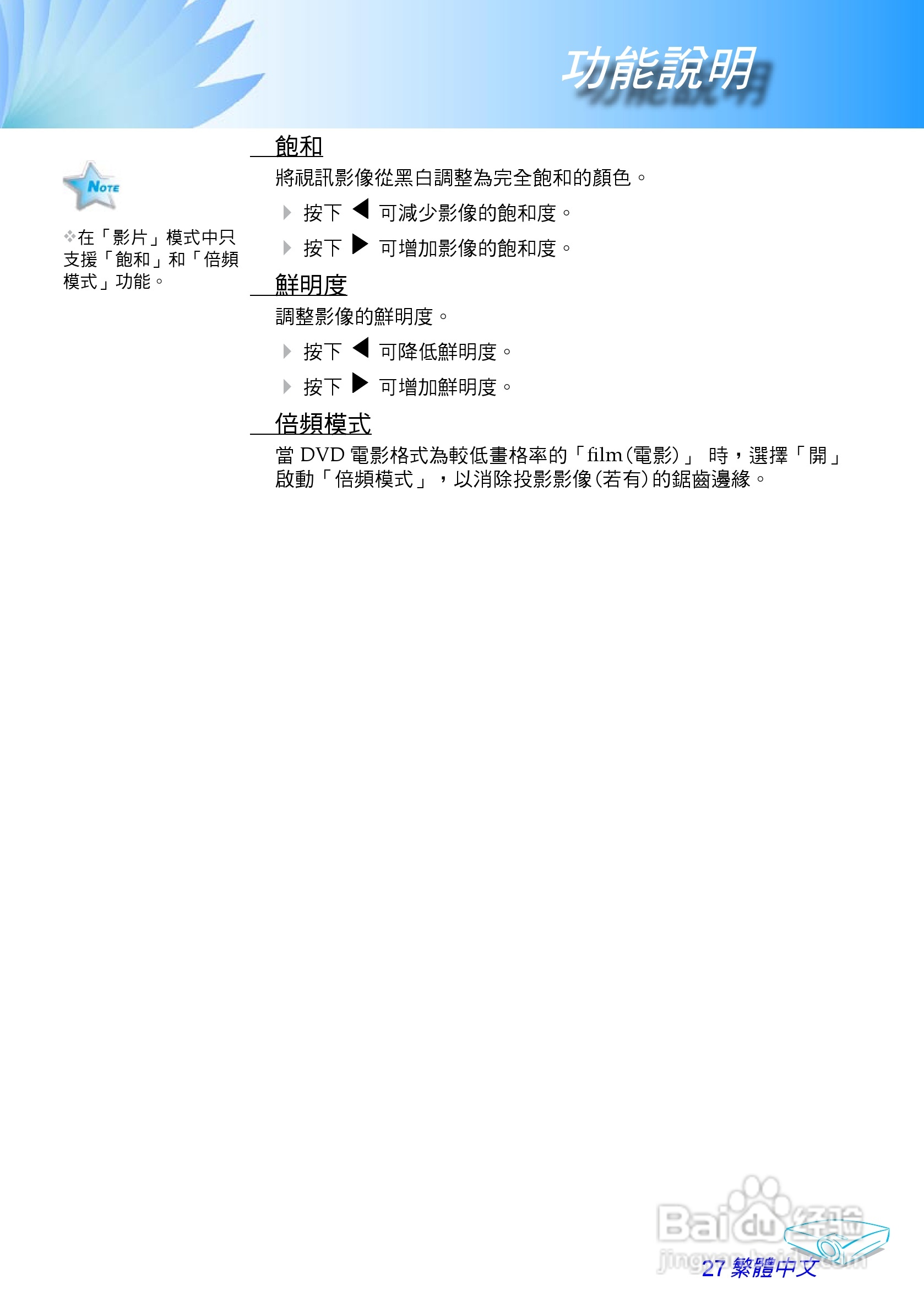 Optoma奥图码 EP7161投影机说明书:[3]