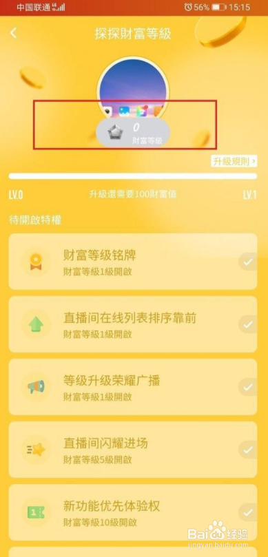探探怎么查看财富等级