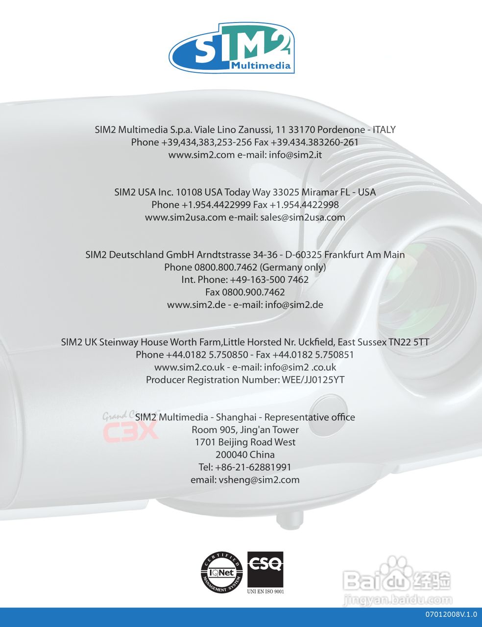 SIM2 C3X 1080投影机说明书:[3]