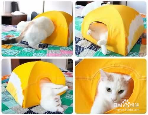 旧T恤改造猫咪小帐篷