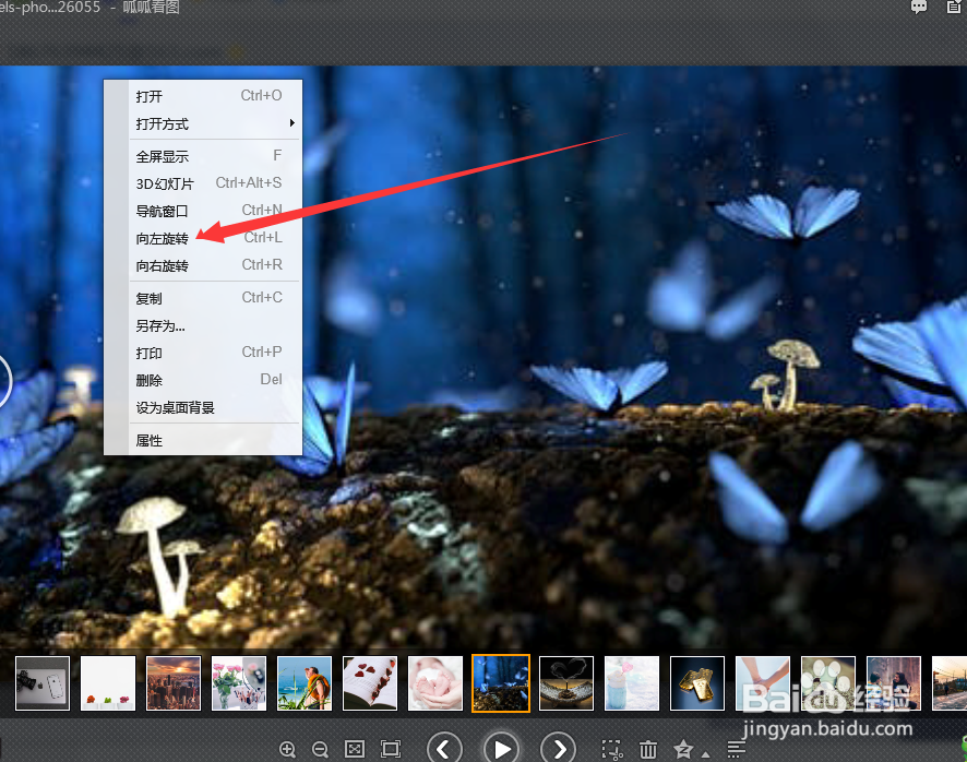 怎么使用呱呱看图的向左旋转的功能？