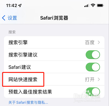 Safari浏览器如何开启网站快速搜索功能