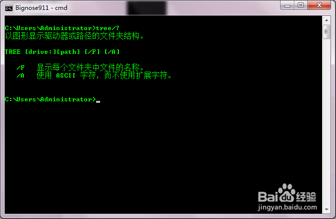 如何通过命令提示符得到文件目录树