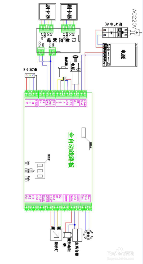 全自动三辊闸如何安装，控制板怎么接线
