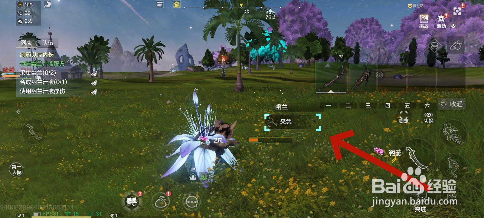 妄想山海游戏中采集幽兰的教程