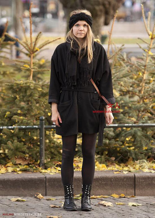 大衣+打底裤时髦温暖搭