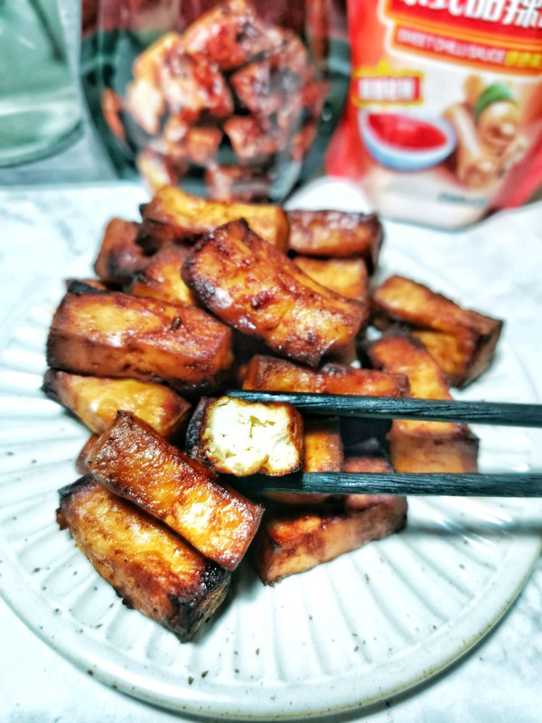 巨好吃的外焦里嫩非油炸版风味烤豆腐