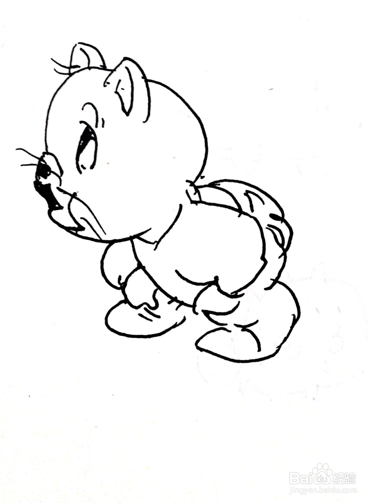 弯着腰的猫线描画怎么画