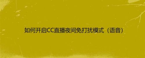 如何开启CC直播夜间免打扰模式（语音）
