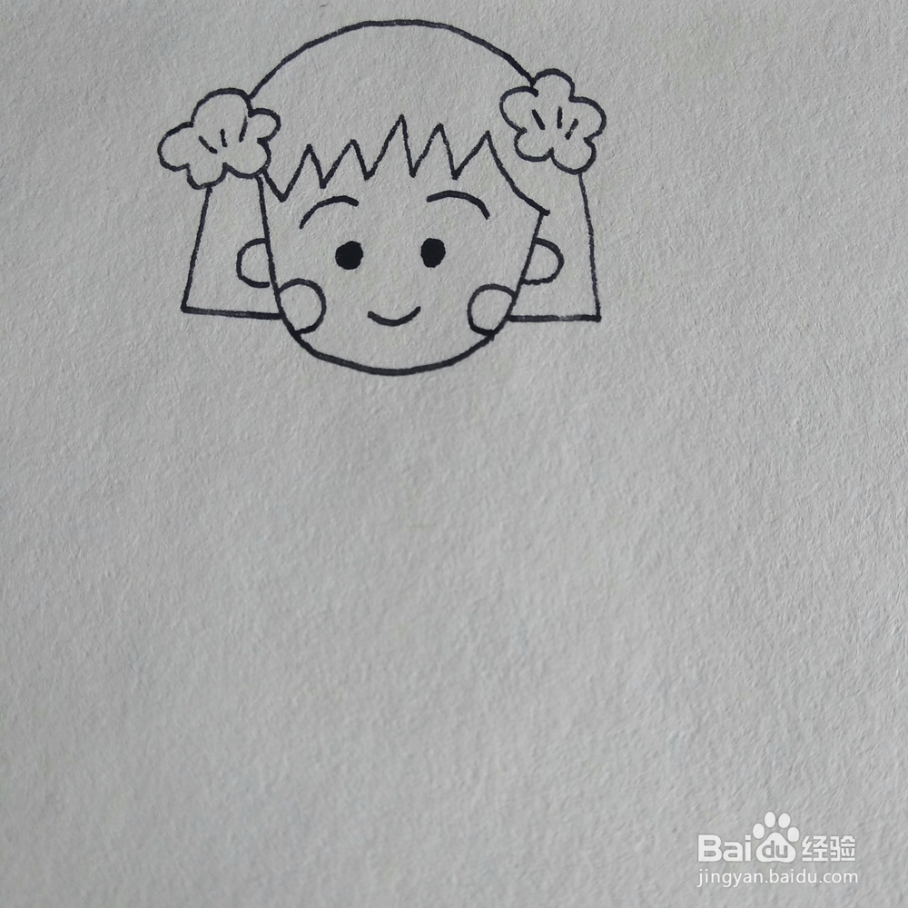 如何画穿着和服跳舞的樱桃小丸子卡通简笔画