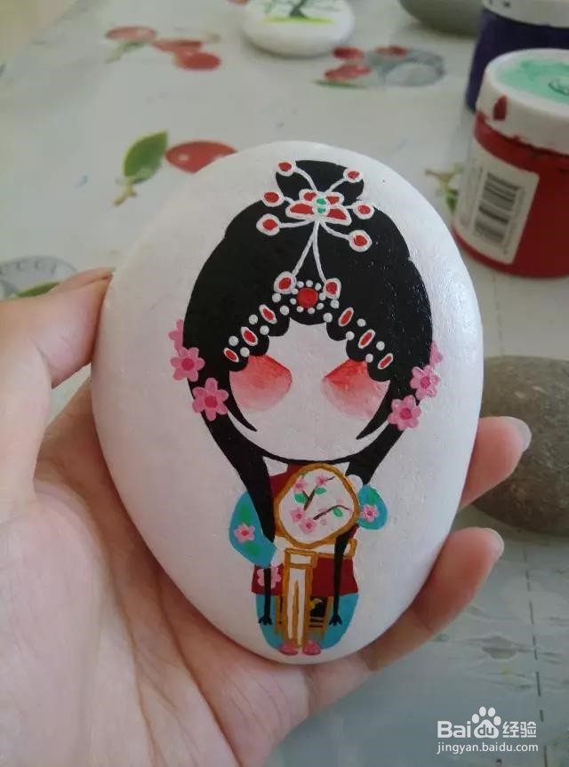 京剧人物手绘石头画的画法