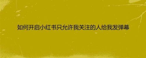 如何开启小红书只允许我关注的人给我发弹幕