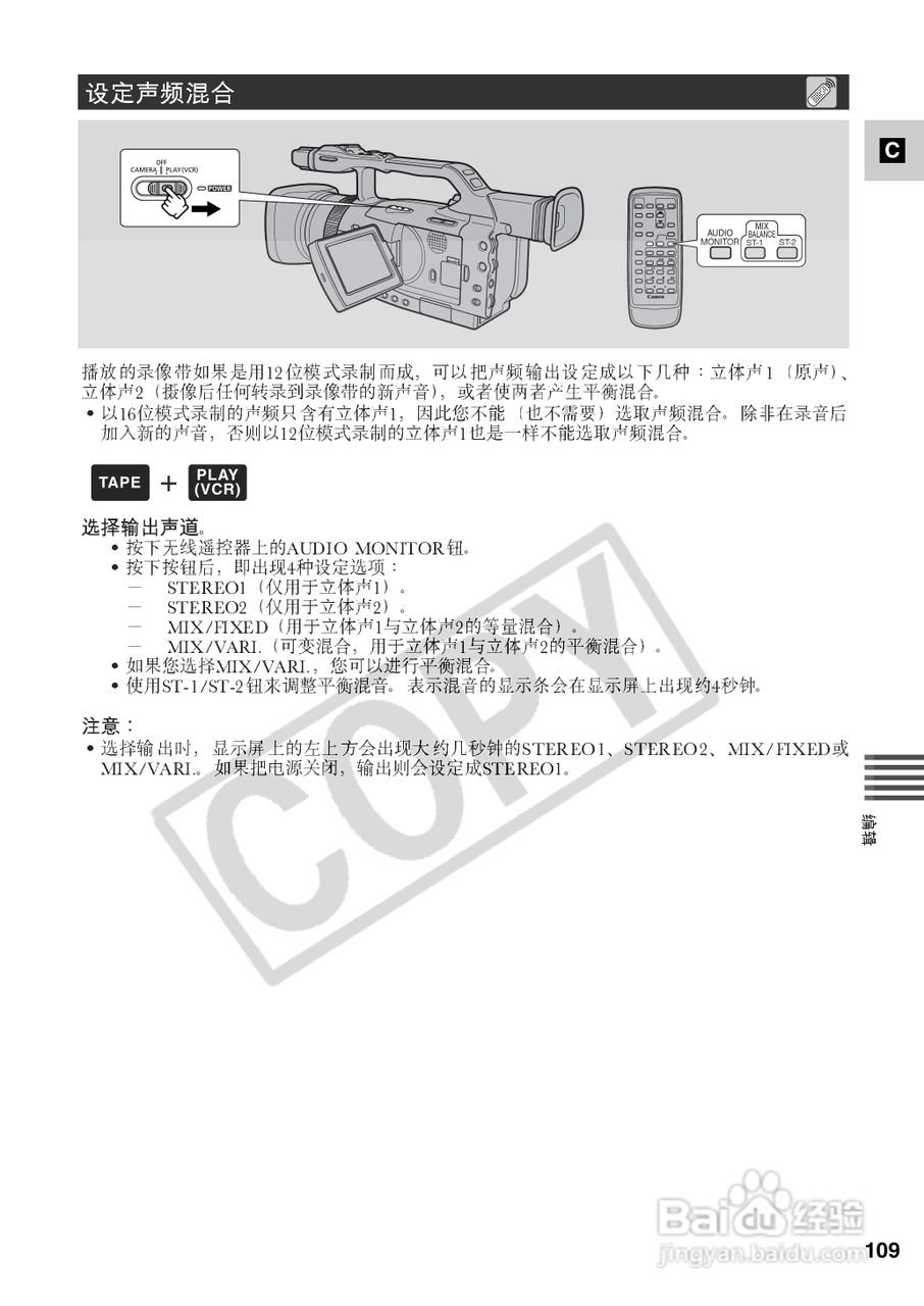 佳能XM2数码摄像机使用说明书:[11]