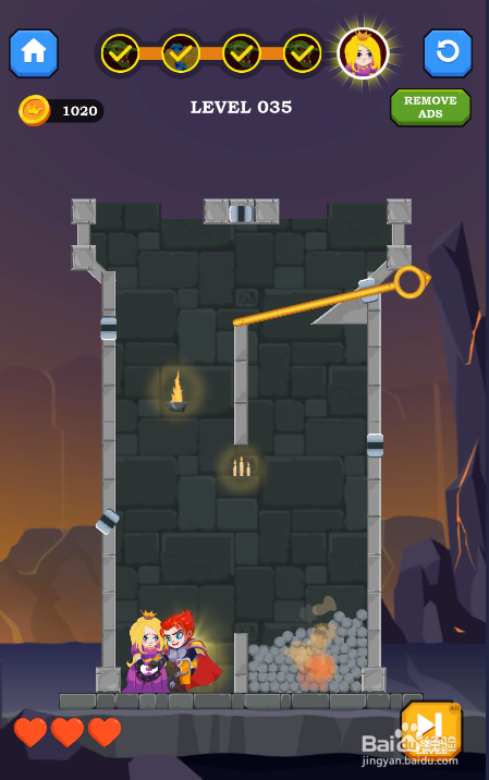 Hero Rescue Online的LEVEL 035怎样通过？