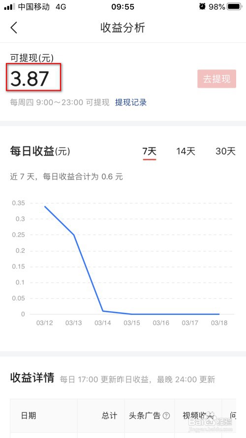 今日头条客户端如何查看收益情况