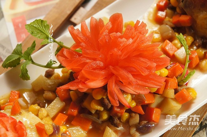 绿咖喱菊花羊肉饭