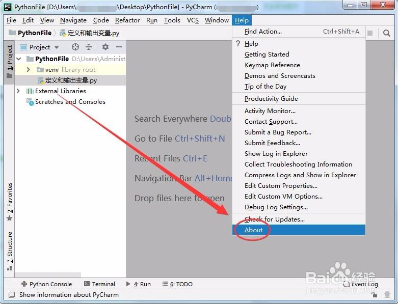 怎样查看Pycharm的版本信息