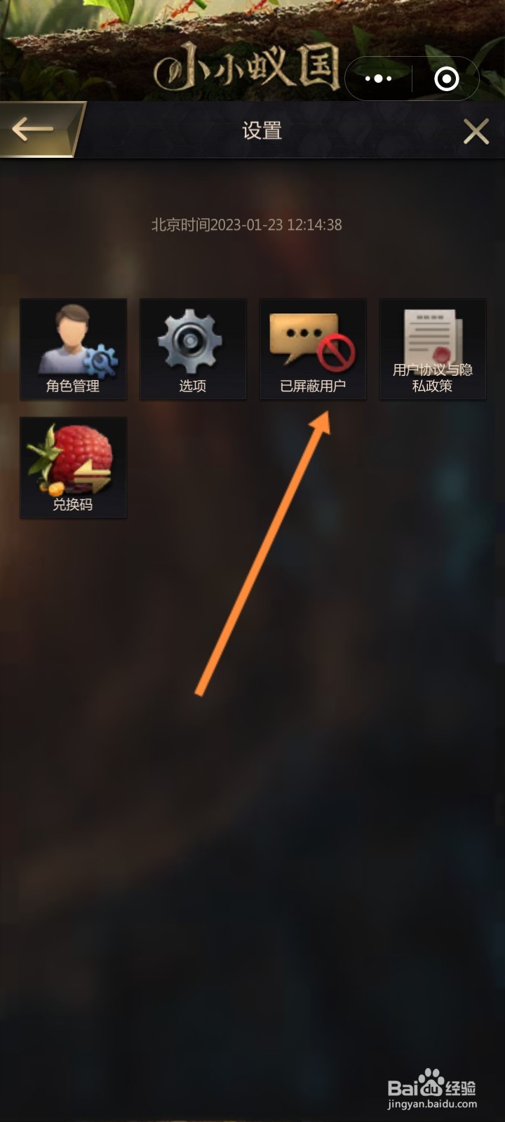 小小蚁国怎么查看已屏蔽的用户