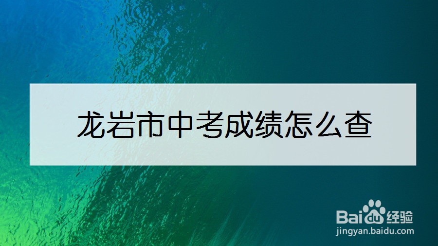 龙岩市中考成绩怎么查